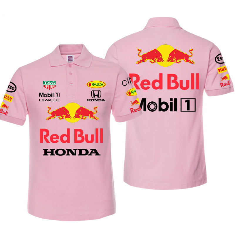 Polo Red Bull Honda Mobil 1 Coton Homme Slim Fit Manche Courte